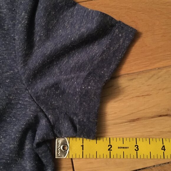 Independence Blue Heathered Linen Blend Diamond Lace Back Tee - Picture 12 of 12